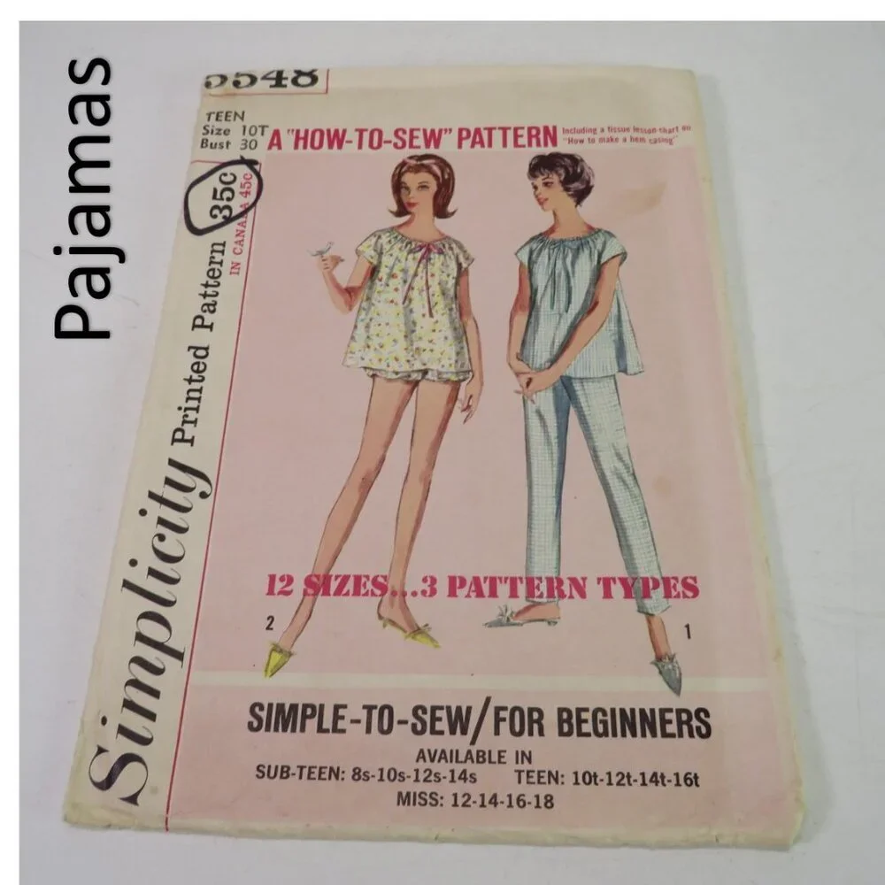 simplicity 5548 EASY night shirt, shorts, pants sewing pattern